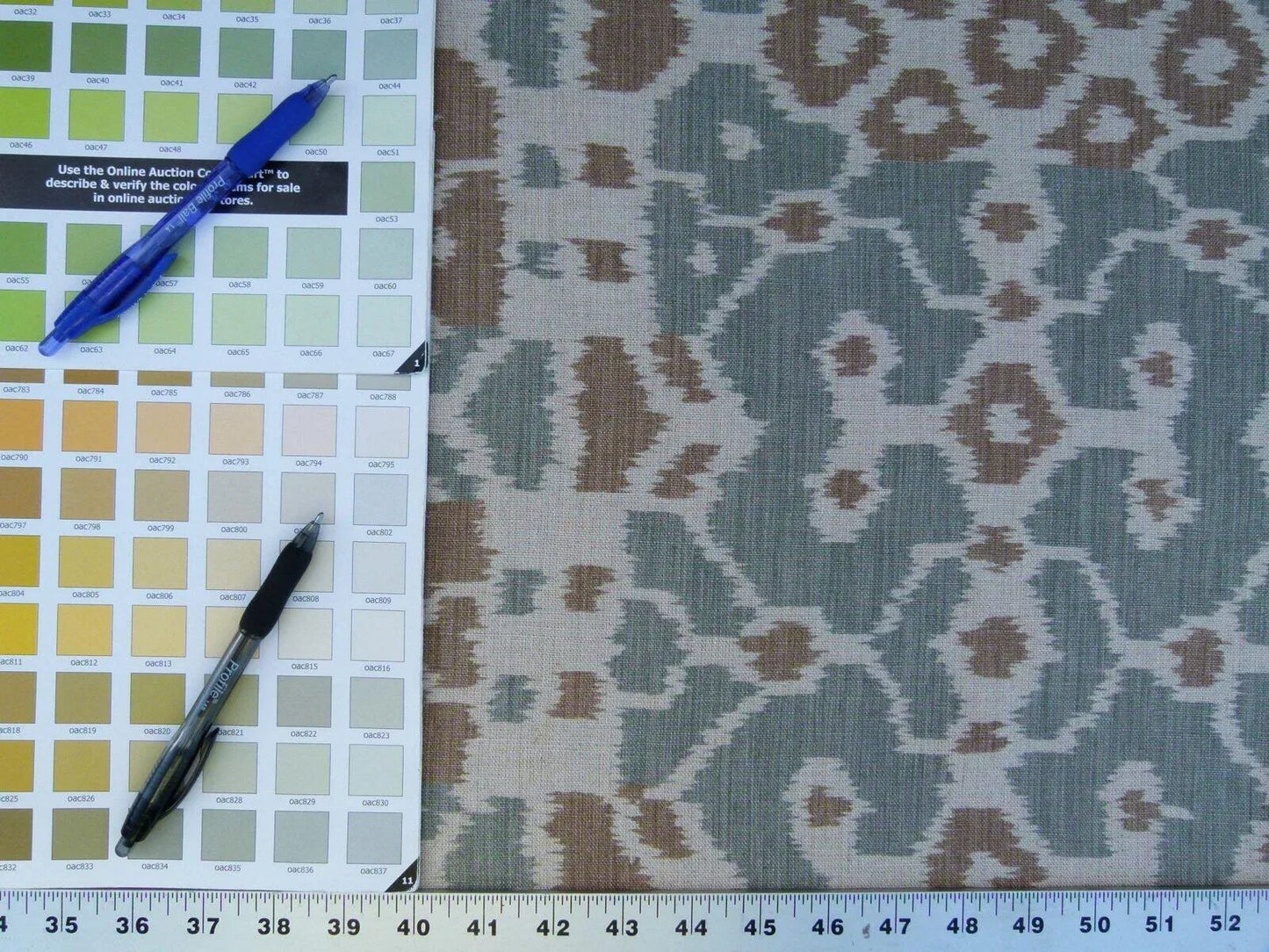 Scalamandre Tropical Ikat Bali Coffee And Celadon Blue Emerald Green MSRP USD270/y