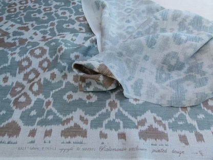 Scalamandre Tropical Ikat Bali Coffee And Celadon Blue Emerald Green MSRP USD270/y