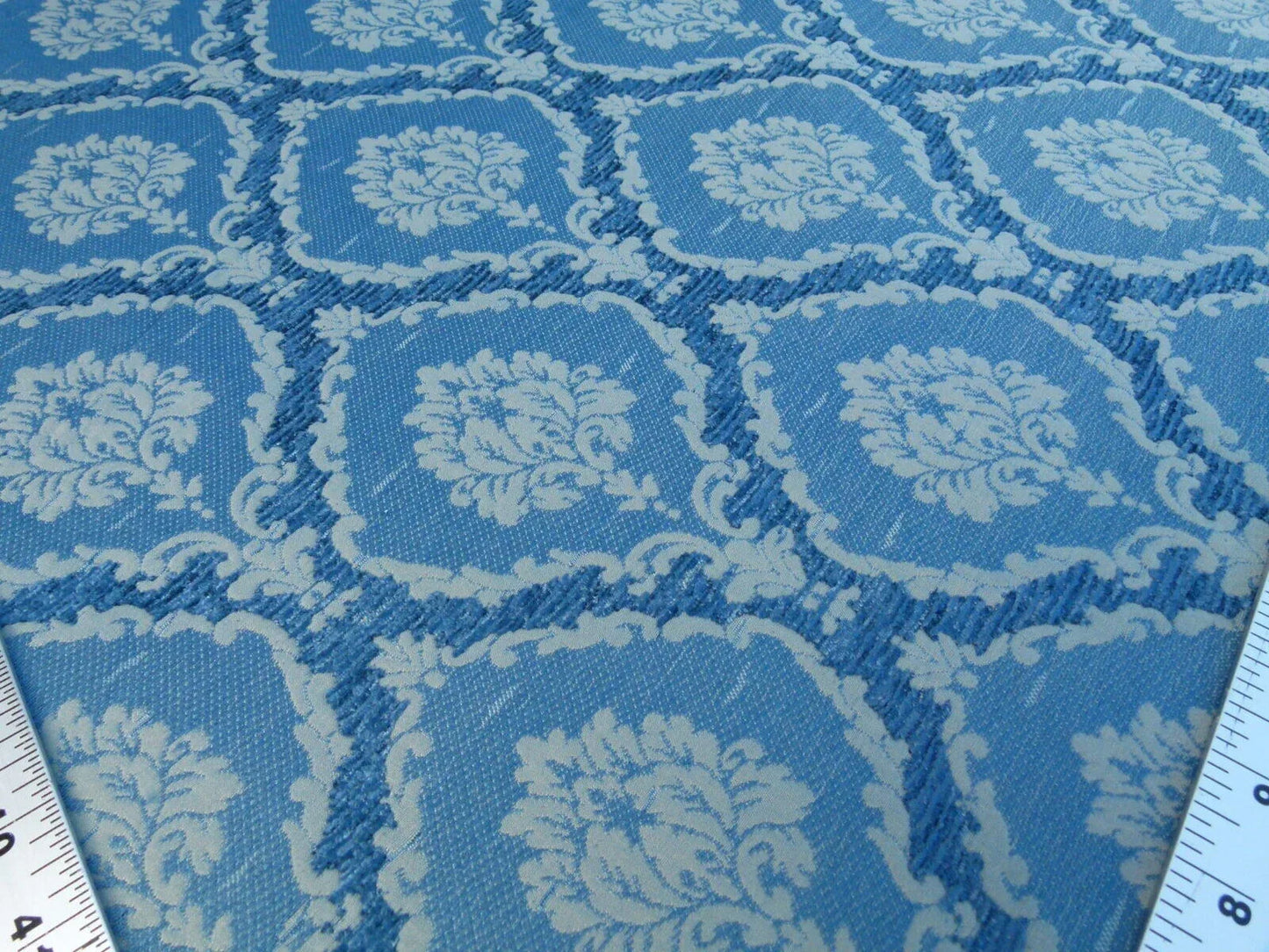 Scalamandre Ecussons Blue Classic Medallion Renaissance Artichoke Damask Woven Heavy MSRP USD 480/Y