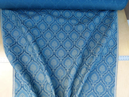 Scalamandre Ecussons Blue Classic Medallion Renaissance Artichoke Damask Woven Heavy MSRP USD 480/Y