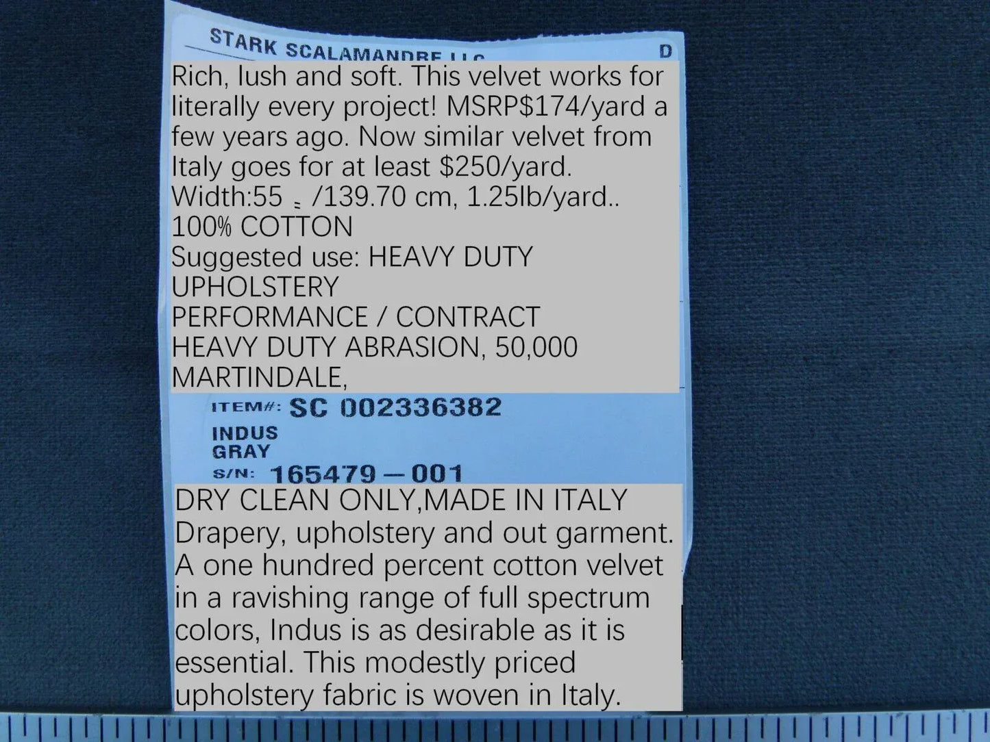 Bty Scalamandre Indus Velvet "gray" Charcoal Black Supple Italy MSRP USD 240/Y