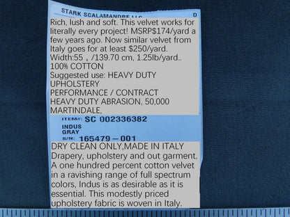 Bty Scalamandre Indus Velvet "gray" Charcoal Black Supple Italy MSRP USD 240/Y