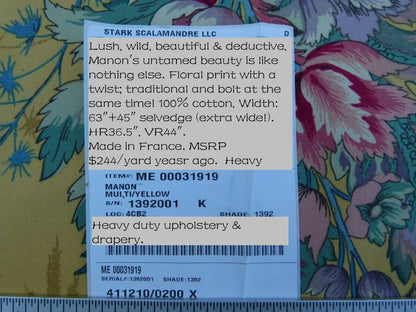 Bty Scalamandre Manon Multi/yellow Green Red Pink Blue Wild Tropical Floral Opera MSRP USD 244/Y