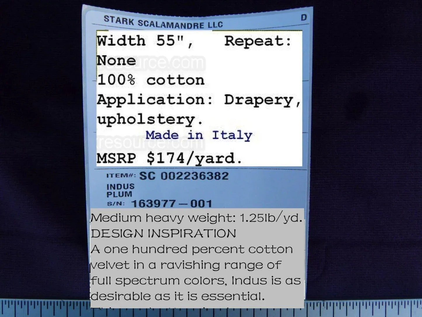 Bty Scalamandre Indus Velvet "plum"deep Purple Supple Italy MSRP USD 228/Y