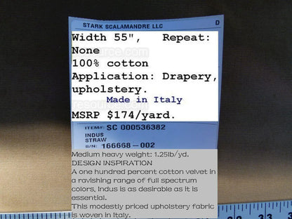 Bty Scalamandre Indus Velvet "straw" Tan Light Gold Supple Italy MSRP USD 240/Y