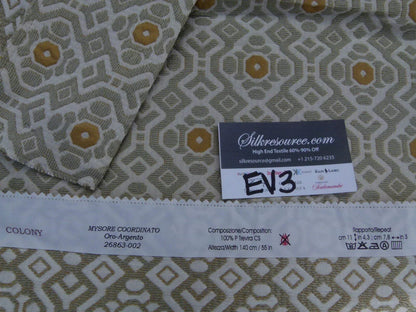13 Ev3 Scalamandre Colony 2.4y Mysore Coordinato Bianco Beige Gold Geometric MSRP USD 318/Y (copy)