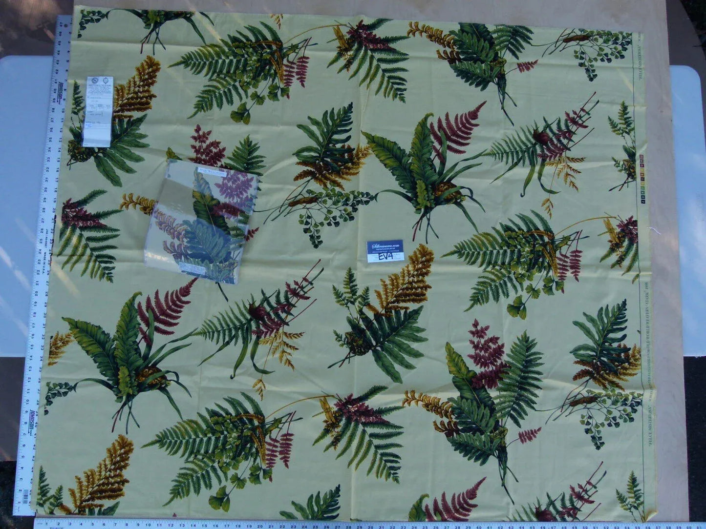 4 Ev4 Scalamandre 1.3y Felce Cotton Linen Yellow Fern Turtle MSRP USD 276/Y