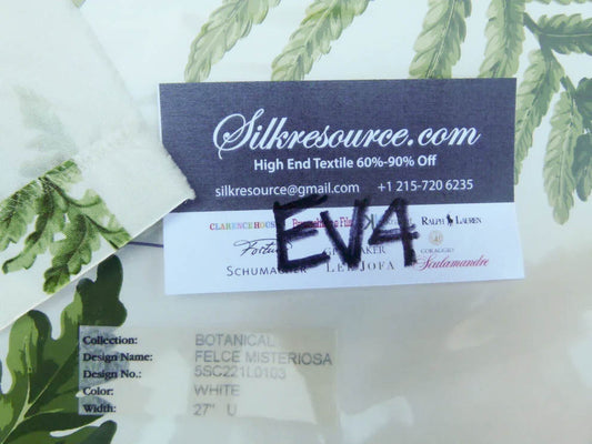 7 Ev4 Scalamandre 1.3y Felce Cotton Linen White Fern Turtle MSRP USD 276/Y