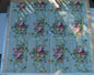 16 Ev4 Scalamandre 46" Sophia Blue Floral Rose and Sash Garland Stripe Linen Cotton print Trompe l'oeil
