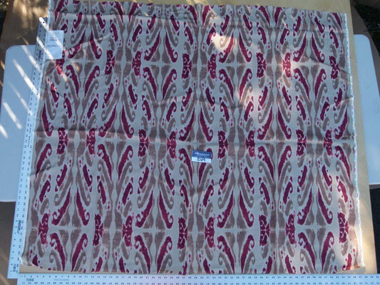 22 Ev4 1.2y Scalamandre Moorea Island Mulberry Bark Red Tan Linen Print