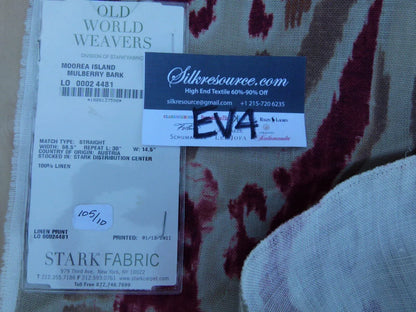 22 Ev4 1.2y Scalamandre Moorea Island Mulberry Bark Red Tan Linen Print
