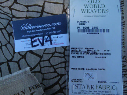 23 Ev4 Scalamandre 1.2y Dianthus Bark Brown Print MSRP USD 144/Y Flower Print Old World Weavers Cotton Linen