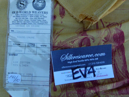 29 Ev4 1.2y Scalamandre Voyage En Chine Yellow Red Chinoiserie Print MSRP USD 388/y