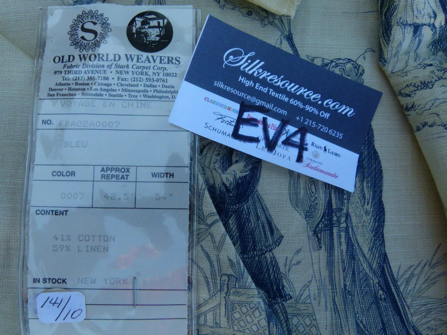 31 Ev4 1.2y Scalamandre Voyage En Chine Bleu Blue Chinoiserie Print