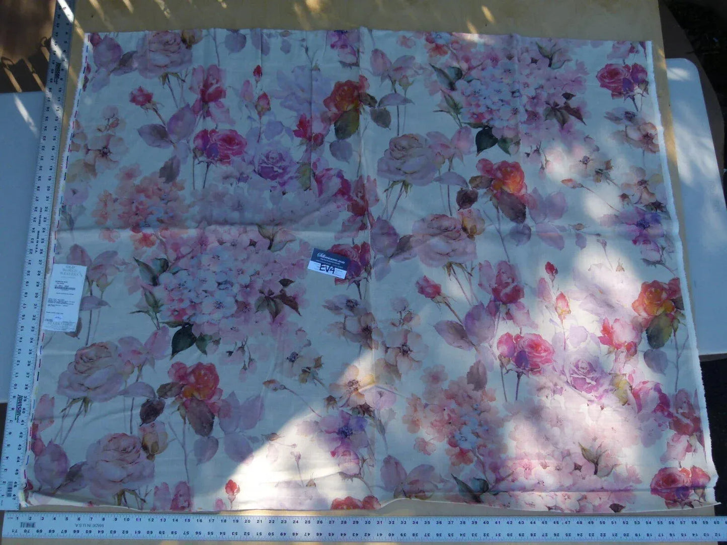 35 Ev4 Scalamandre 1.2y Bermuda Rose Tea Rose Pink Off White Floral Linen Print