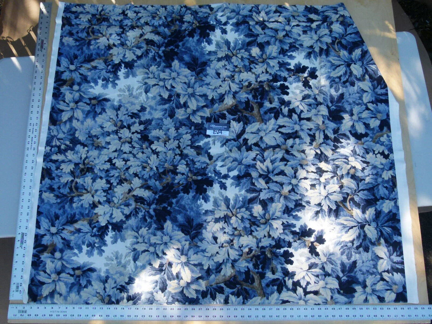 36 Ev4 Scalamandre 1.2y Bois De Chene Ultramarine Blue Foliage Print