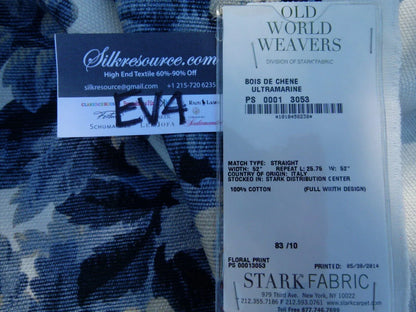 36 Ev4 Scalamandre 1.2y Bois De Chene Ultramarine Blue Foliage Print