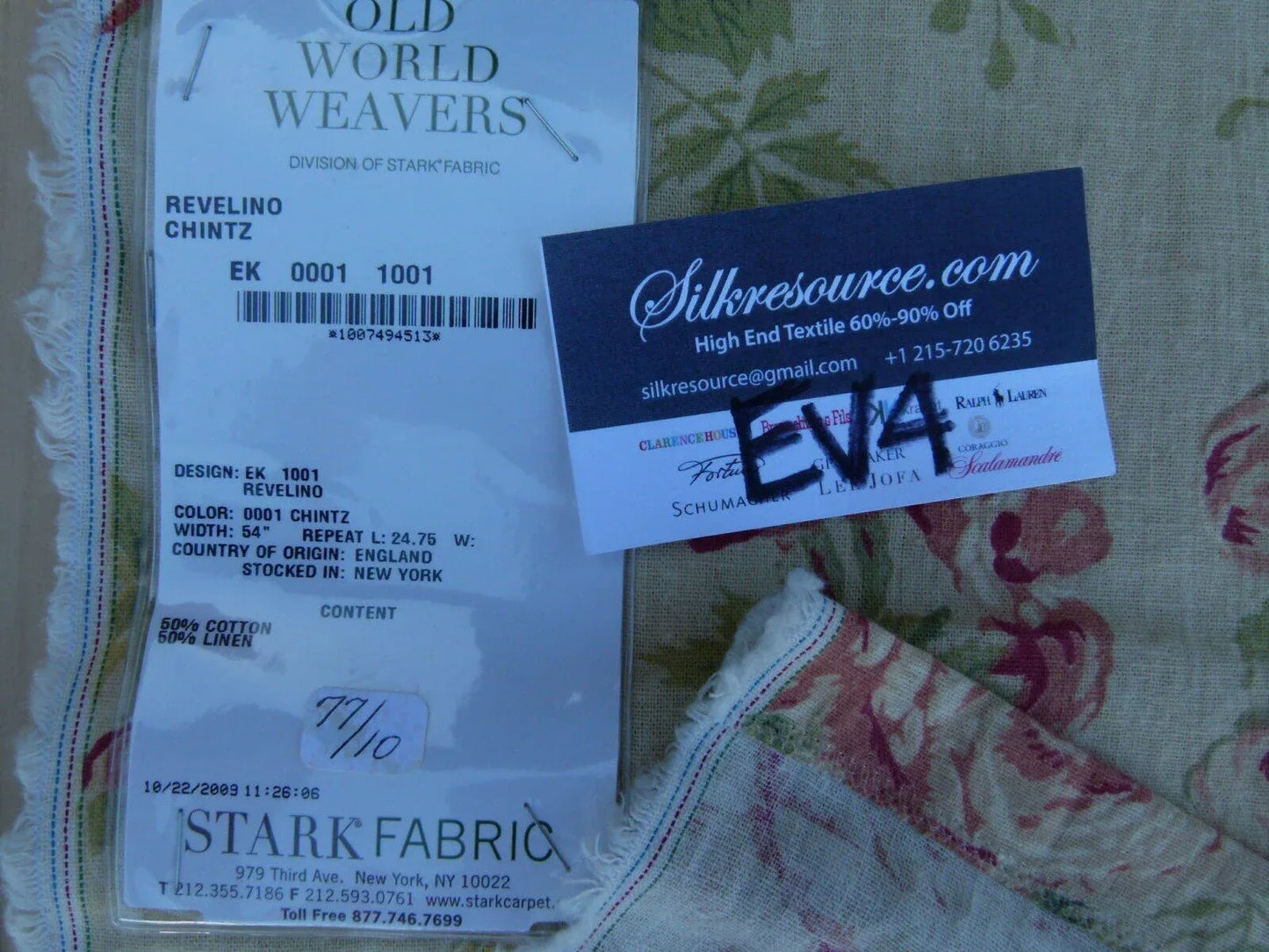 40 Ev4 Scalamandre 1.2y Revelino Chintz Floral Pink Green Beige Cotton Linen Print