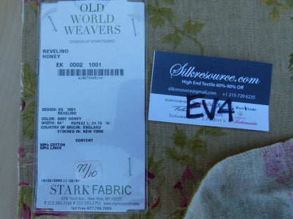 41 Ev4 Scalamandre 1.2y Revelino Honey Tan Floral Pink Green Beige Cotton Linen Print