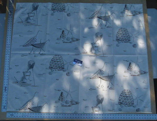 39 Ev4 Scalamandre 1.3y Paris Brest Bleu Gris Blue Grey Ocean Beach Cotton Print