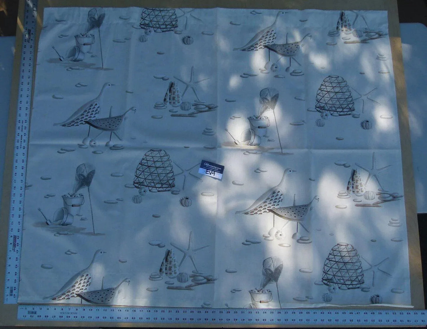 42 Ev4 Scalamandre 1.3y Paris Brest Beige Grey Ocean Beach Cotton Print