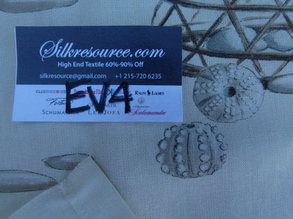 42 Ev4 Scalamandre 1.3y Paris Brest Beige Grey Ocean Beach Cotton Print