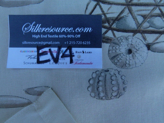 42 Ev4 Scalamandre 1.3y Paris Brest Beige Grey Ocean Beach Cotton Print