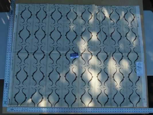 43 Ev4 Scalamandre 2.4y Helena Print Sea Spray Mocha Brown Ikat Ancient Ruins Linen MSRP USD 184/Y Old World Weavers