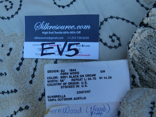 1 Ev5 Scalamandre Square Showroom Sample Fossils Fern Wood Outdoor Green Beige