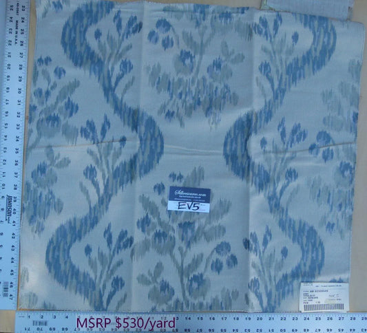2 Ev5 Scalamandre Square Showroom Sample Visby Tahoe Blue Old World Weavers Silk MSRP USD 530/Y