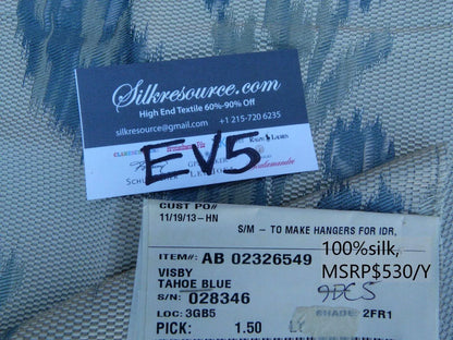 2 Ev5 Scalamandre Square Showroom Sample Visby Tahoe Blue Old World Weavers Silk MSRP USD 530/Y