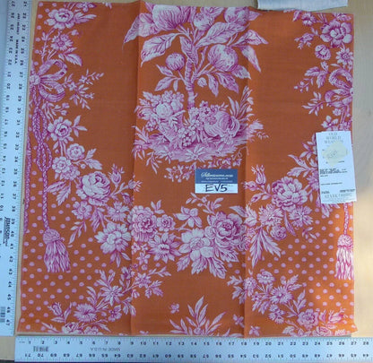 4 Ev5 Scalamandre Square Showroom Sample Tobago Hive Papaya Raspberry Orange Pink 100% Linen MSRP USD 280/Y