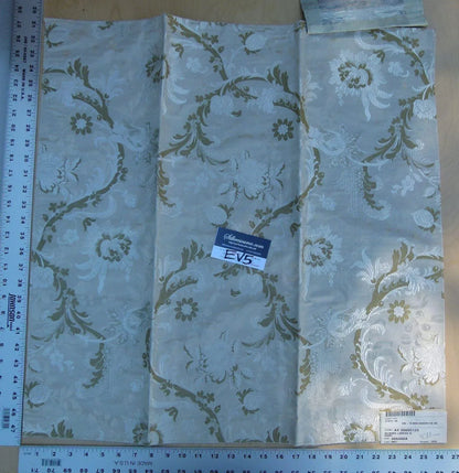 6 Ev5 Scalamandre Square Showroom Sample Allegra Lampas Iii Ivory Silk Metal Foliage MSRP USD 796/Y