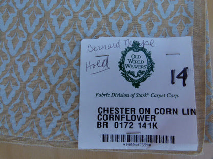 8 Ev5 Scalamandre 26"x33" Showroom Sample Chester On Corn Line Lt. Blue Tan