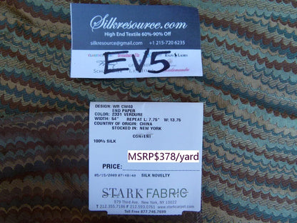 9 Ev5 Scalamandre 27"x35" End Paper Verdure Teal Brown Silk Showroom Sample Per Piece MSRP USD 378/Y