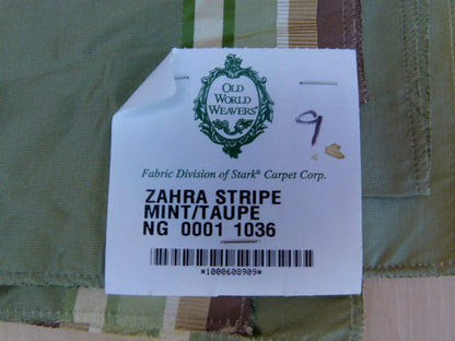 10 Ev5 Scalamandre Square Showroom Sample Zahra Stripe Mint Green Taupe Silk Per Piece