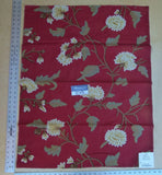 16 Ev5 Scalamandre 34"x29" Jaya Red Wool Chrysanthemum Embroidery On Cotton MSRP USD 216/Y