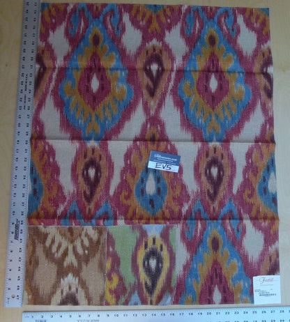 20 Ev5 36"x28" Scalamandre Showroom Square Bhutan Ikat Suzani Red/blue/multi Heavy Cotton MSRP USD 280/Y