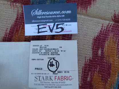 20 Ev5 36"x28" Scalamandre Showroom Square Bhutan Ikat Suzani Red/blue/multi Heavy Cotton MSRP USD 280/Y