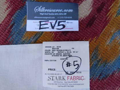 24 Ev5 35"x28" Scalamandre Showroom Square Bhutan Ikat Suzani Red/blue/multi Heavy Cotton MSRP USD 280/Y