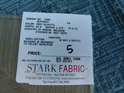 25 Ev5 35"x26"scalamandre Showroom Sample Scherzo Bluette Cotton Cut Velvet Geometric Per Piece