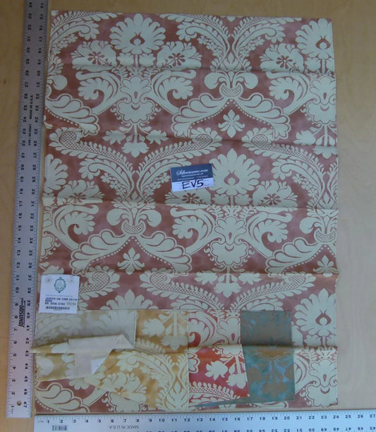 26 Ev5 33"x24"scalamandre Showroom Sample Judith On Cream Satin Rose Cotton Print MSRP USD 314/Y