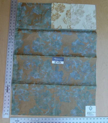 38 Ev5 35"x24" Scalamandre Showroom Sample Duchess On Cream Satin Gold Opal Blue Cotton Print MSRP USD 314/Y (copy)