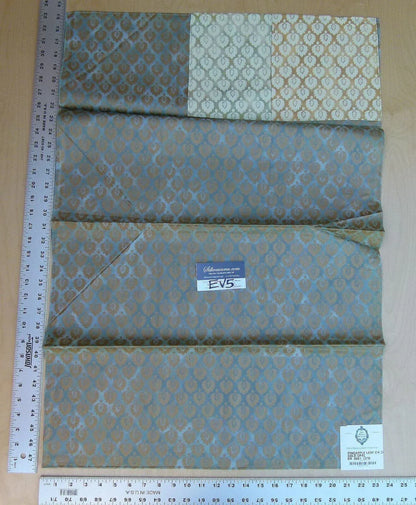 41 Ev5 33"x24" Scalamandre Showroom Sample Pineapple Leaf On Cream Gold Opal Blue MSRP USD 314/Y Per Piece