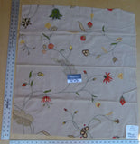 47 Ev5 34"x29"scalamandre Showroom Sample Savita Hand Embroidery Linen Crewel Cotton Linen MSRP USD 396/Y