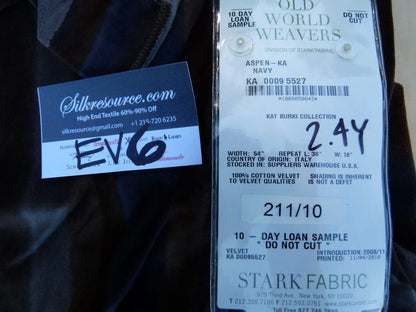 2 Ev6 2.4y Scalamandre Showroom Length Kat Burki Aspen Navy Brown Cotton Velvet Stripe