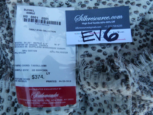 4 Ev6 2.4y Scalamandre Showroom Length Djebel Sable Woven Dot White Gray Taupe Cotton Blend MSRP USD 374/Y