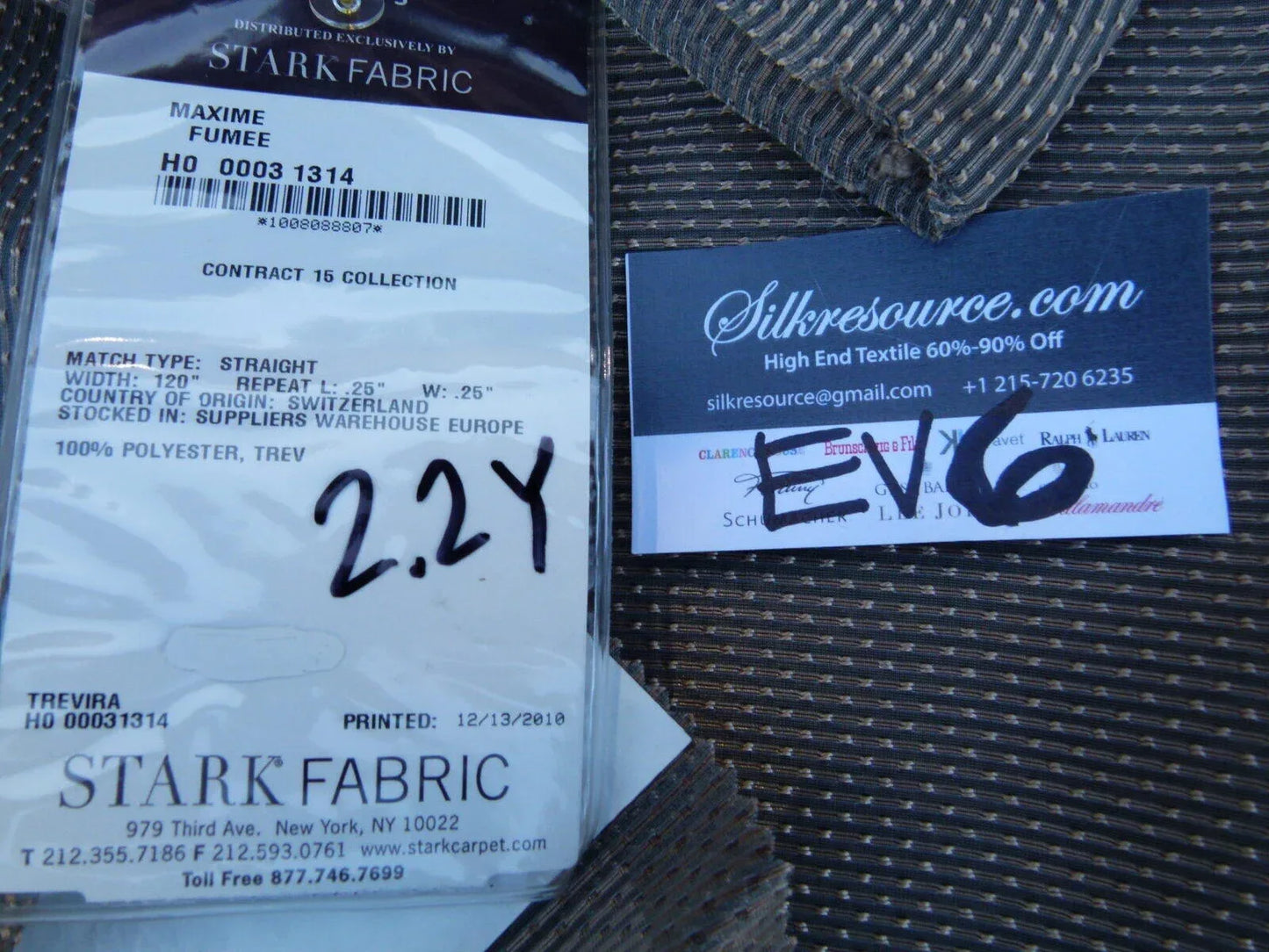 18 Ev6 2.2y Scalamandre Showroom Length Maxime Fumee Trevira Taupe Gold Shimmering Woven Dot MSRP USD 279/Y