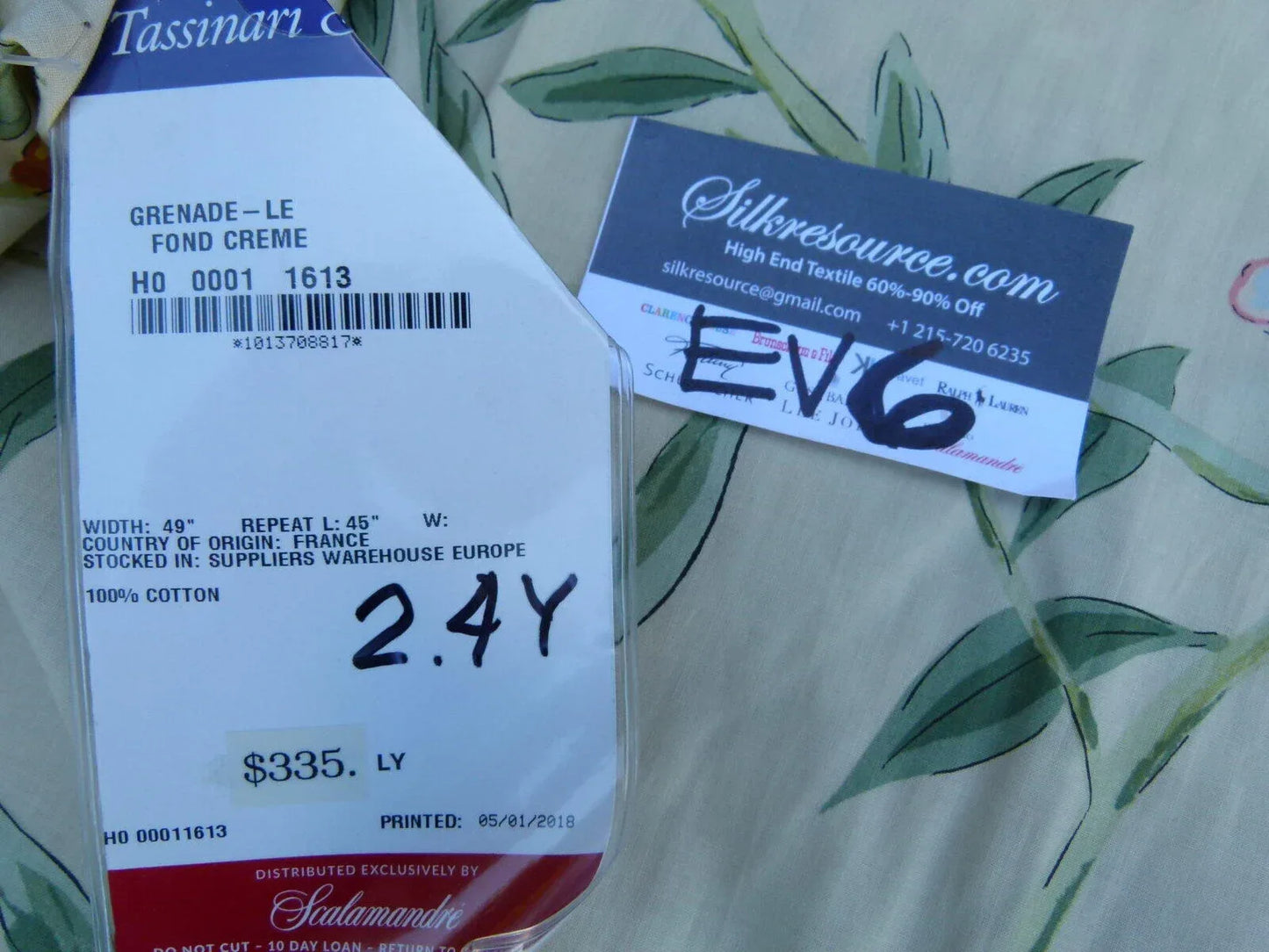 10 Ev6 2.4y Scalamandre Showroom Length Grenade Le Fond Creme Cotton Pomegranate Floral Print France MSRP USD 335/Y