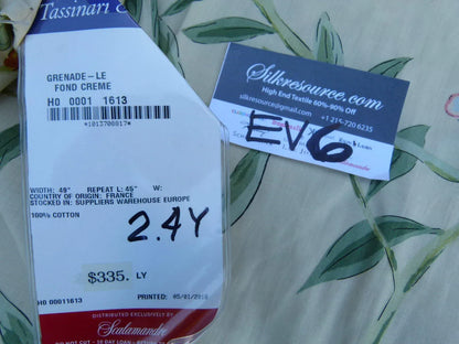10 Ev6 2.4y Scalamandre Showroom Length Grenade Le Fond Creme Cotton Pomegranate Floral Print France MSRP USD 335/Y